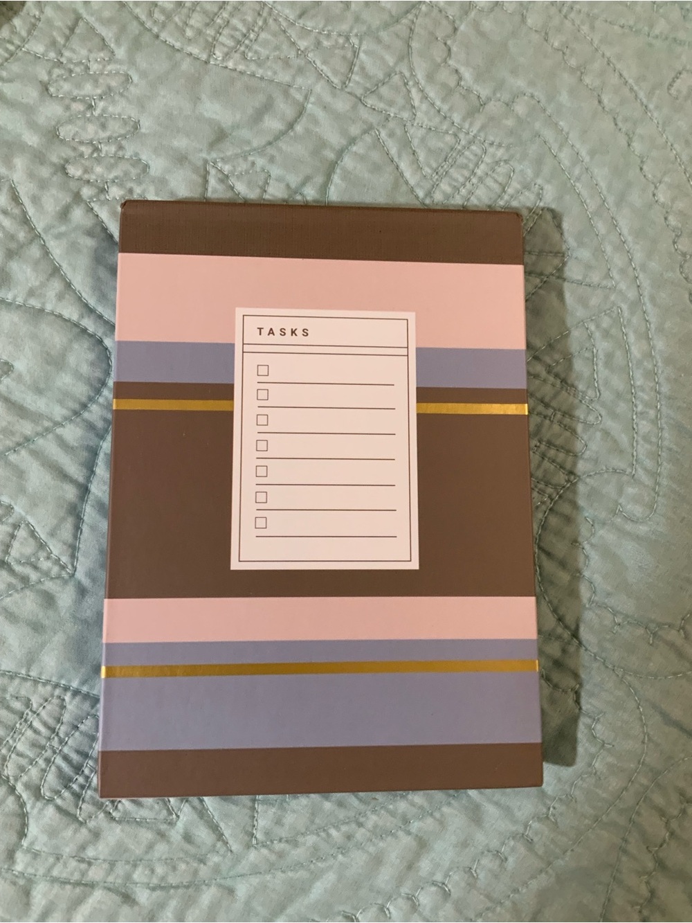 NWOT Striped Task Notepad — Pink, Brown & Blue